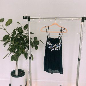 Elegant Navy Embroidered Tank || Anthropologie